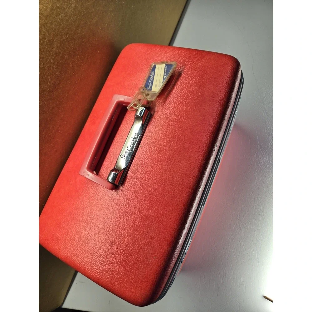 Vintage Sears Courier Samsonite Train Case Red Makeup Box Mirror Tray MCM